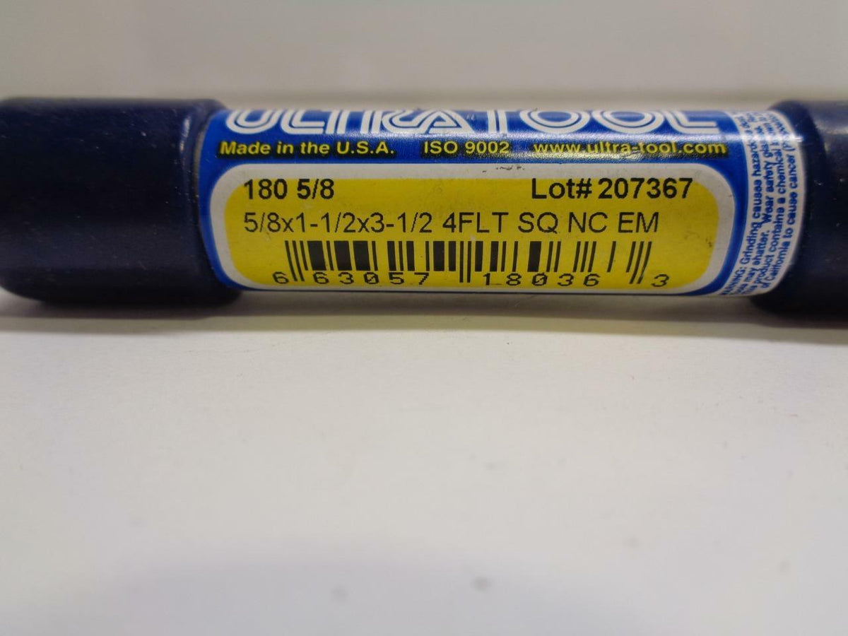 NEW ULTRA TOOL END MILL 5/8 X 1-1/2 X 3-1/2 X 4 FLT SQ NC EM 207367
