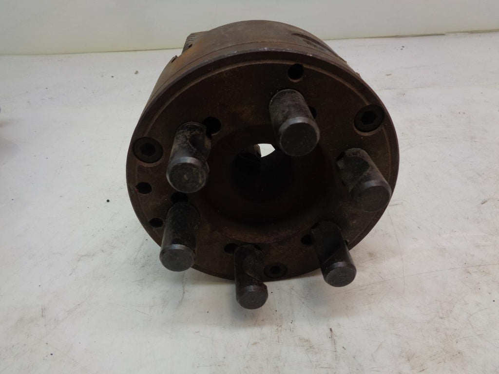 ROHM 6-1/4" DIAMETER 3 JAW SELF-CENTERING LATHE CHUCK W/ MOUNTING BOLTS USED H1