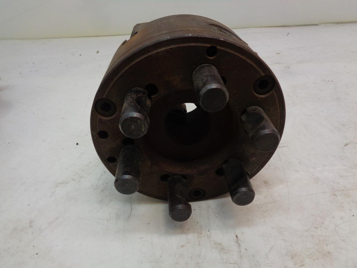ROHM 6-1/4" DIAMETER 3 JAW SELF-CENTERING LATHE CHUCK W/ MOUNTING BOLTS USED H1