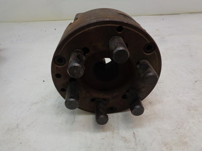 ROHM 6-1/4" DIAMETER 3 JAW SELF-CENTERING LATHE CHUCK W/ MOUNTING BOLTS USED H1