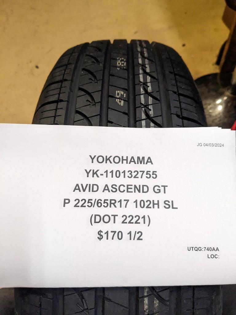 2 YOKOHAMA AVID ASCEND GT P 225 65 17 102H SL TIRES 110132755 CQ2