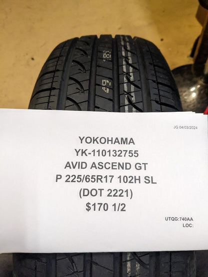 2 YOKOHAMA AVID ASCEND GT P 225 65 17 102H SL TIRES 110132755 CQ2