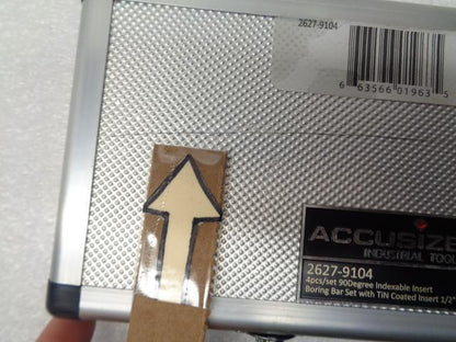 ACCUSIZE 4PCS/SET 90 DEG 1/2" INDEXABLE INSERT BORING BAR SET WITH 2627-9104 R22