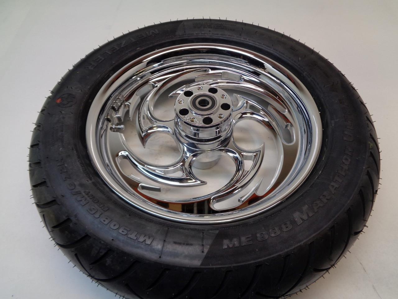 RC COMPONENTS CHROME SAVAGE 16" FRONT WHEEL w/ METZELER ME88 ULTRA MT90B16 72H