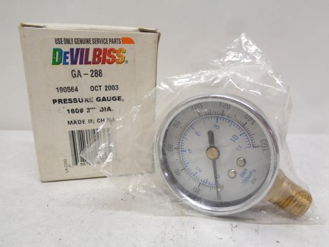 NEW DEVILBISS AIR PRESSURE REGULATOR GAUGE 0-160psi GA-288 R17