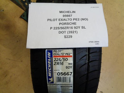 MICHELIN PILOT EXALTO PE2 (NO) PORSCHE P 225 50 16 92Y SL TIRE 05667 BQ4