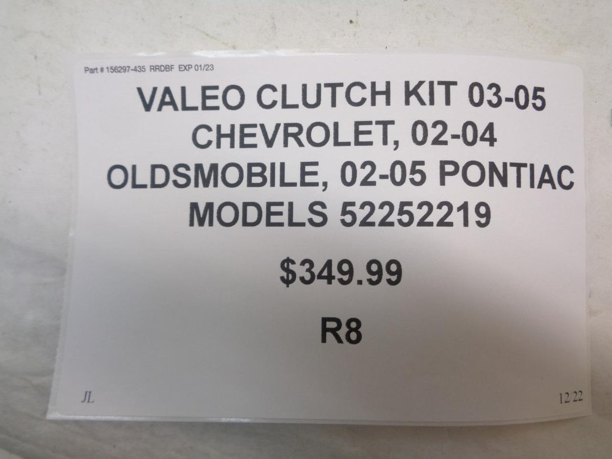 VALEO CLUTCH KIT for 03-05 CHEVY 02-04 OLDSMOBILE 02-05 PONTIAC MODELS 52252219