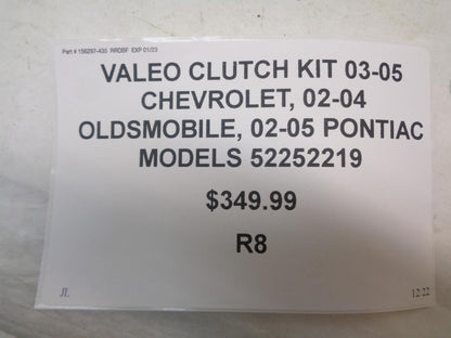 VALEO CLUTCH KIT for 03-05 CHEVY 02-04 OLDSMOBILE 02-05 PONTIAC MODELS 52252219