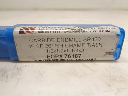NEW NIAGARA 76187 CARBIDE END MILL 1/2"x1-1/4" 4 FLUTE R22T6BA