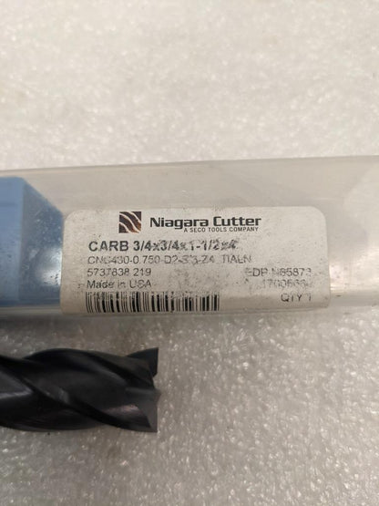 NIAGARA CUTTER SQUARE END 3/4" DIAM 2-1/4" 4 FLUTE SOLID CARBIDE NEW R29