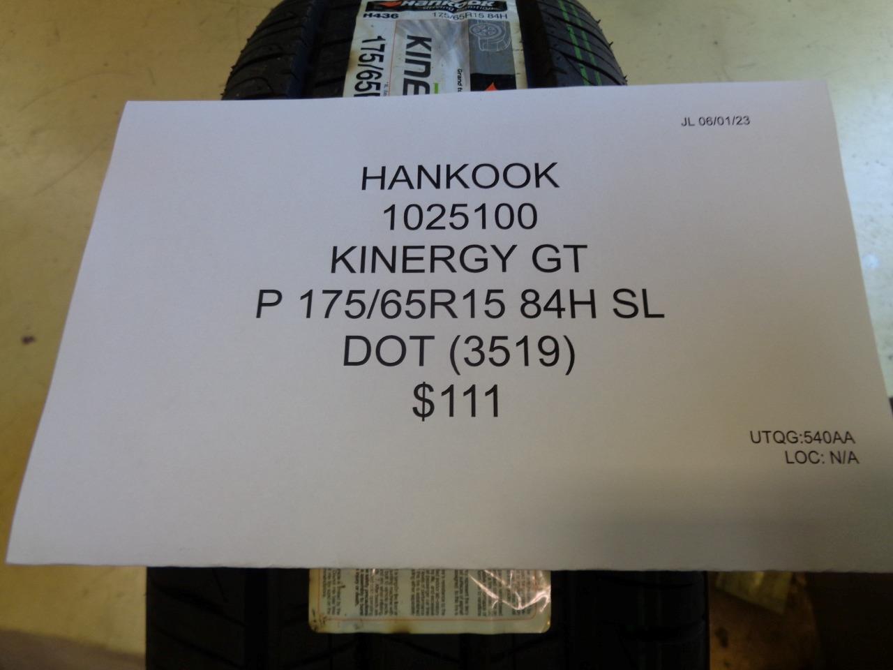 HANKOOK KINERGY GT P 175 65 15 84H SL ALL SEASON TIRES 1025100 BQ3
