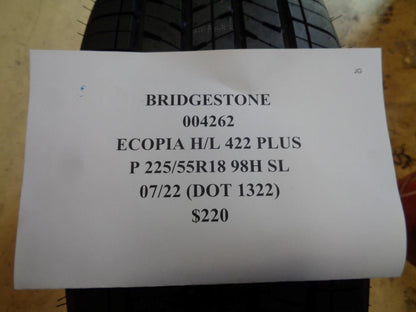 BRIDGESTONE ECOPIA HL 422 PLUS 225 55 18 98H SL ALL SEASON TIRE 004262 CQ1
