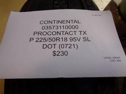 2 CONTINENTAL PROCONTACT TX P 225 50 18 95V SL ALL SEASON TIRES 03573110000 CQ2