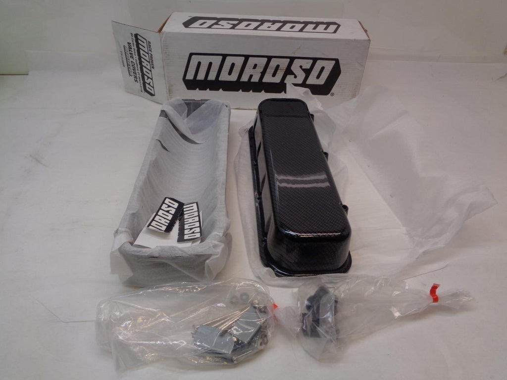 MOROSO VALVE COVERS BBC CAST ALUMINUM GRAY/BLACK FIBER DESIGN 68426 R8