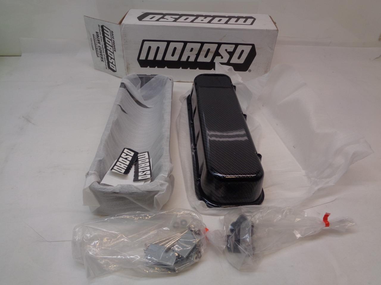 MOROSO VALVE COVERS BBC CAST ALUMINUM GRAY/BLACK FIBER DESIGN 68426 R8