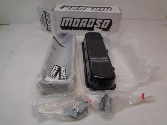 MOROSO VALVE COVERS BBC CAST ALUMINUM GRAY/BLACK FIBER DESIGN 68426 R8