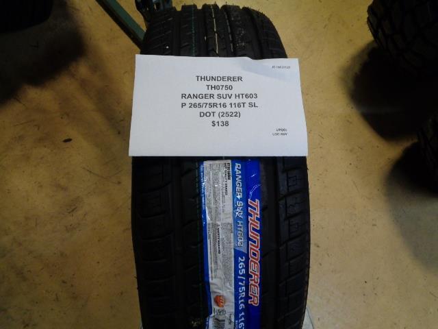 2 THUNDERER RANGER SUV HT603 P 265 75 16 116T SL TIRE TH0750 BQ4