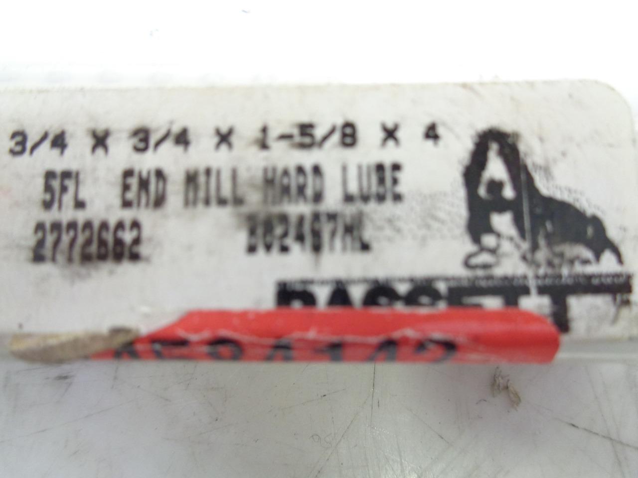 NEW BASSETT 3/4"x3/4"x1-5/8" CARBIDE END MILL HARD LUBE B02467HL 5 FLUTE R22T6BC