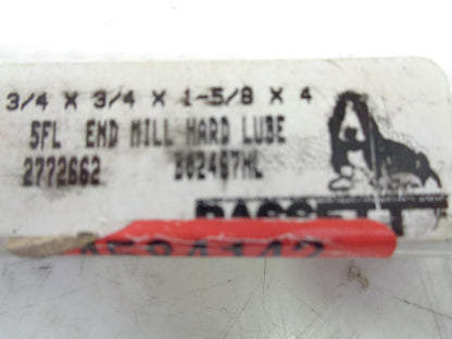 NEW BASSETT 3/4"x3/4"x1-5/8" CARBIDE END MILL HARD LUBE B02467HL 5 FLUTE R22T6BC