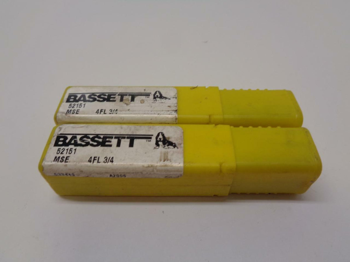 NEW BASSETT CARBIDE END MILL 3/4" X 3/4" X 1-1/2" X 4" 4 FLUTE 52151 EMCBS