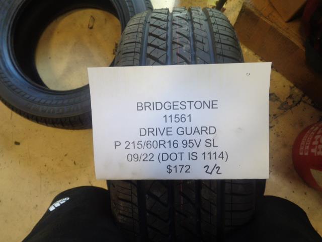 2 BRIDGESTONE DRIVE GAURD 215 60 16 95V SL 11561