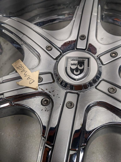 PAIR OF LEXANI LX-6 CHROME CUSTOM WHEELS 20X8.5 ET15 5X115 DISCONTINUED USED B2