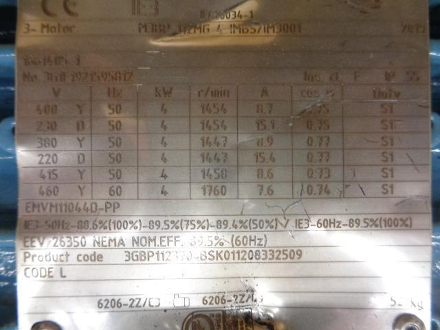 NEW ABB 3-PHASE SQUIRREL CAGE MOTOR M3BP 112MG 4 (DAMAGED) BSRG4