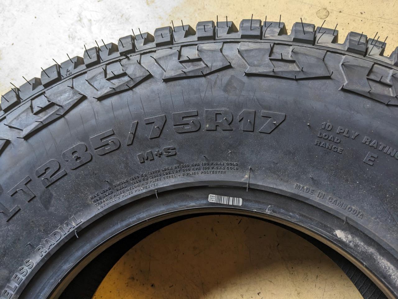 GLADIATOR X COMP A/T RWL LT 285 75 17 128/125S LRE 10PLY TIRE 1932367873 CQ2