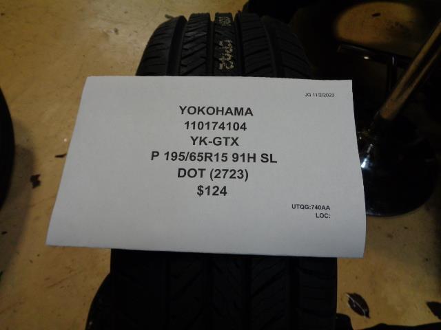 YOKOHAMA YK-GTX P 195 65 15 91H SL TIRE 110174104 BQ4