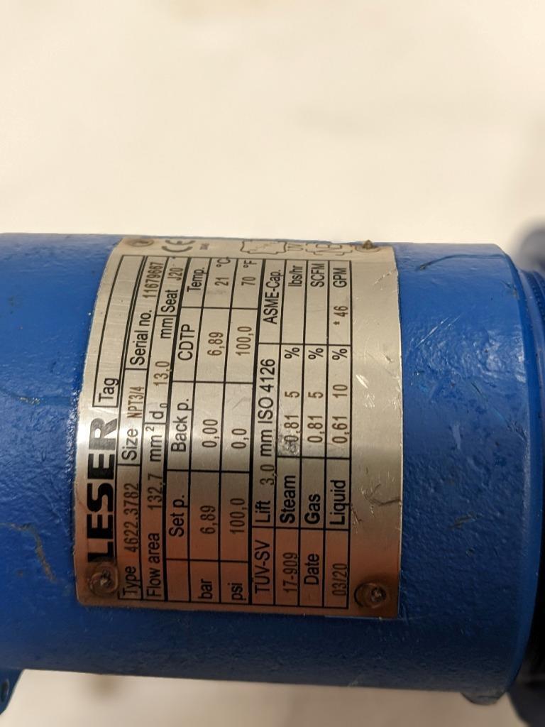 Leser Hydraulic Pressure Release Valve 4622.3782 NPT 3/4  NEW BSIG1