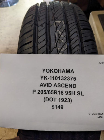 YOKOHAMA  AVID ASCEND P 205 65 16 95H SL TIRE 110132375 CQ2