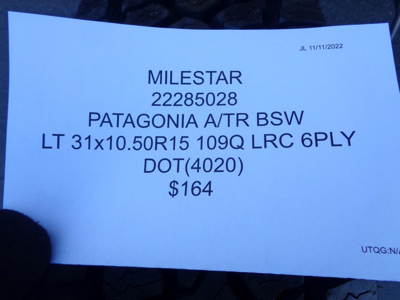 MILESTAR PATAGONIA A/TR BSW LT 31 10.50 15 109Q LRC 6PLY 22285028 SU7