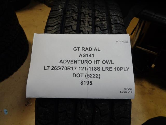 GT RADIAL ADVENTURO HT OWL LT 265 70 17 121/118S LRE 10PLY AS141 BQ4
