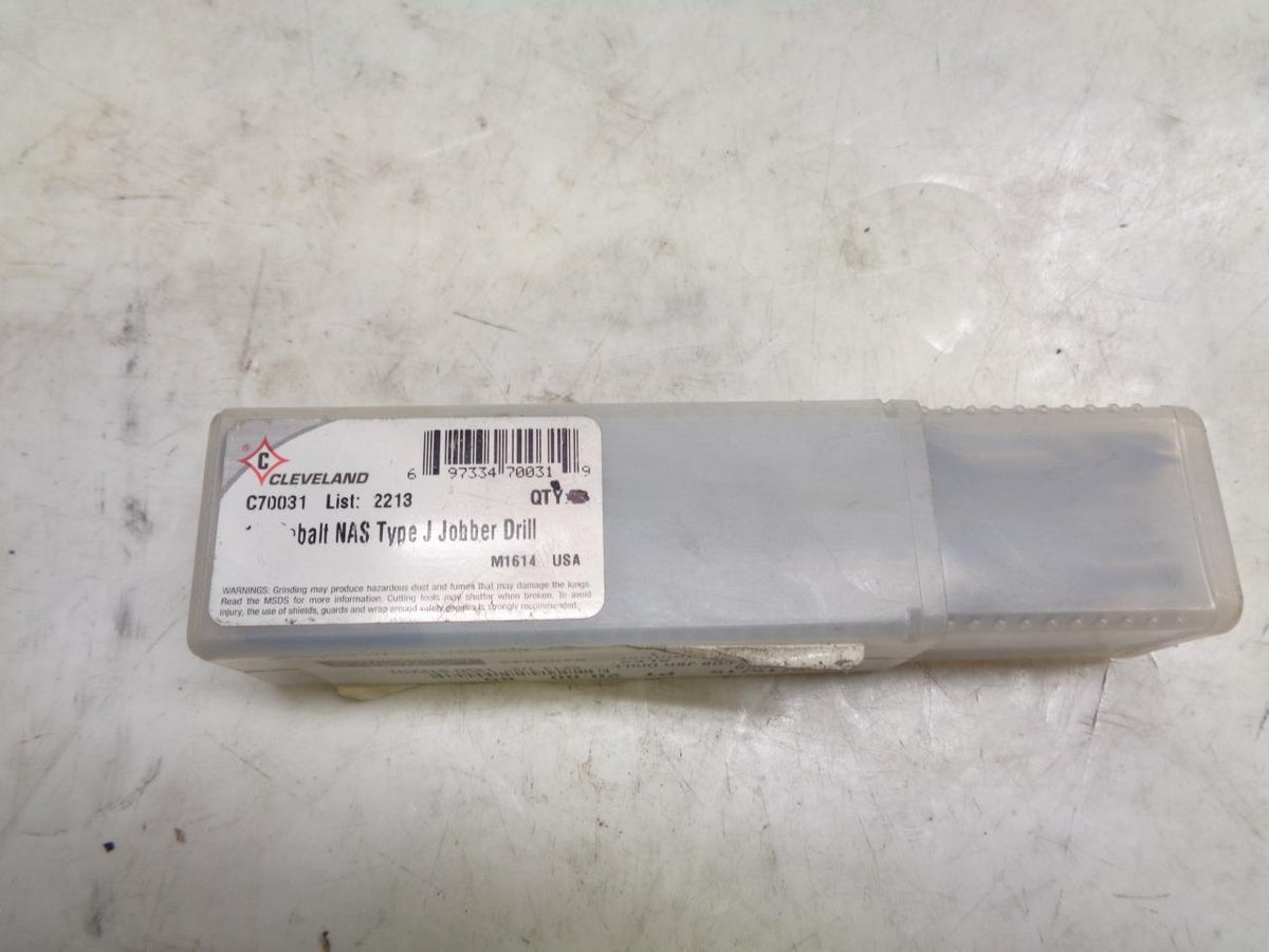 NEW CLEVELAND COBALT NAS TYPE J JOBBER DRILL BIT SET OF 5 C70031 R22T6BM2