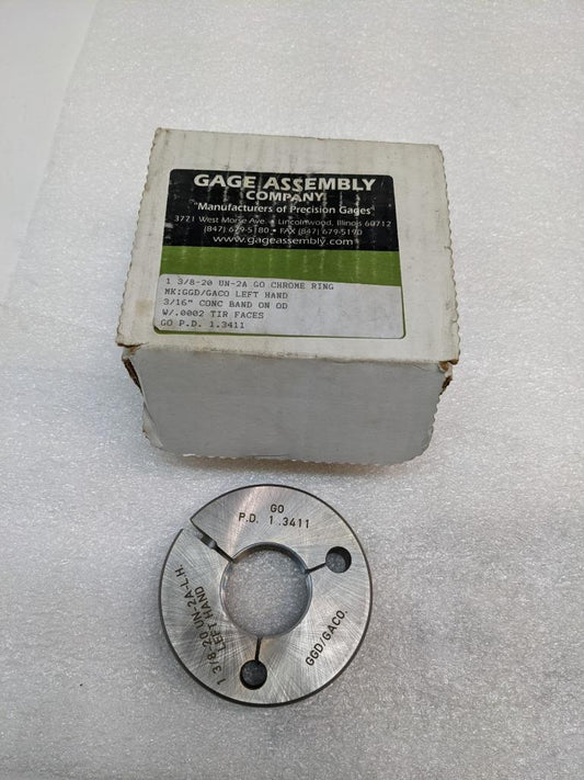 GAGE ASSEMBLY 1 3/8-20 UN-2A LEFT HAND GO CHROME THREAD GAUGE 1 .3411 NEW R22T9