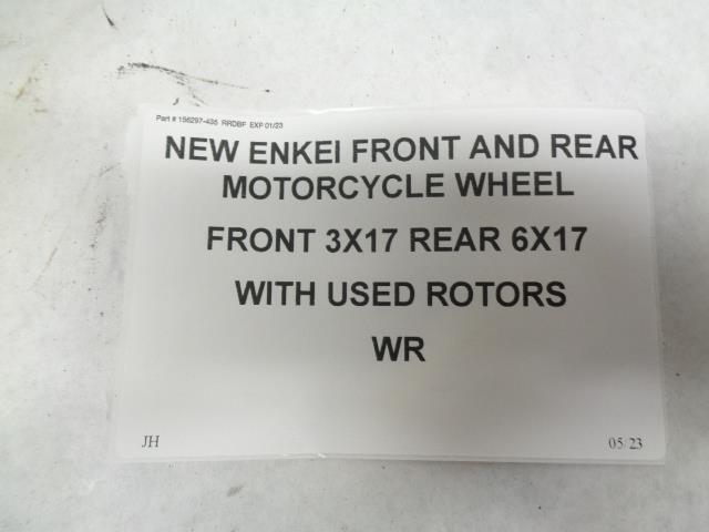 NEW ENKEI FRONT AND REAR MOTORCYCLE WHEEL FRONT 3X17 REAR 6X17 WITH USED ROTORS