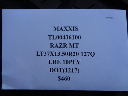 MAXXIS RAZR MT LT 37 13.50 R20 127Q LRE 10PLY MUD TERRAIN TIRE TL00436100 SU16