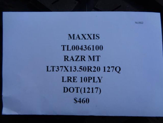 MAXXIS RAZR MT LT 37 13.50 R20 127Q LRE 10PLY MUD TERRAIN TIRE TL00436100 SU16