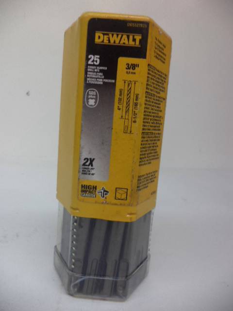 DEWALT DW5527B25 3/8"X4"X6-1/2" ROCK CARBIDE SDS+ROTARY HAMMER BITS 25PC R22T1