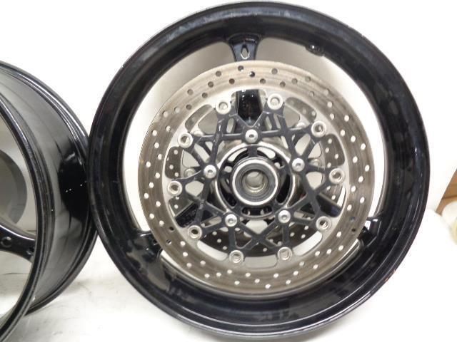 NEW ENKEI FRONT AND REAR MOTORCYCLE WHEEL FRONT 3X17 REAR 6X17 WITH USED ROTORS