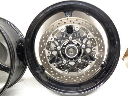 NEW ENKEI FRONT AND REAR MOTORCYCLE WHEEL FRONT 3X17 REAR 6X17 WITH USED ROTORS