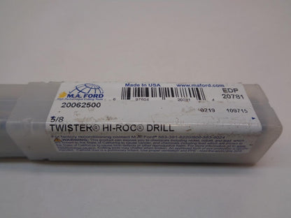 MA FORD 20062500 TWISTER HI-ROC 5/8x1-1/4x3-1/2 STRAIGHT 2 FLUTE END MILL R22T8