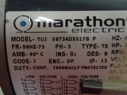 MARATHON ELECTRIC BELTED BLOWER TUJ 56T34D5517B 3HP 200-230/460V NEW I2
