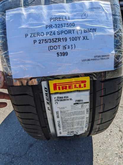 2 PIRELLI P ZERO PZ4 SPORT (*) BMW P 275 35 19 100Y SUMMER TIRES 3257500 CQ3