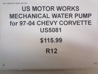 US MOTOR WORKS MECHANICAL WATER PUMP for 97-04 CHEVY CORVETTE US5081 R12
