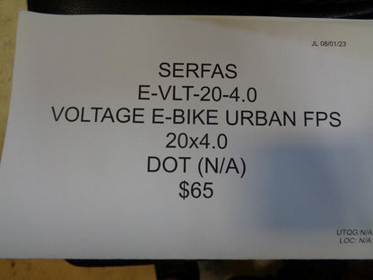 SERFAS VOLTAGE E-BIKE URBAN FPS REFLECTIVE SIDEWALL 20x4.0 E-VLT-20-4.0 BQ3