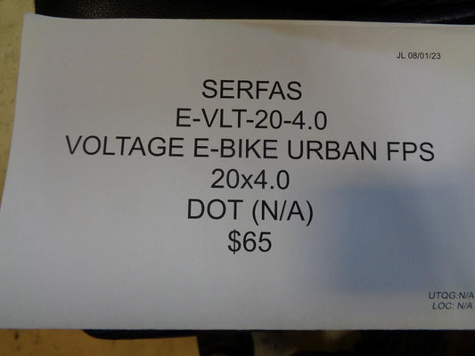 SERFAS VOLTAGE E-BIKE URBAN FPS REFLECTIVE SIDEWALL 20x4.0 E-VLT-20-4.0 BQ3