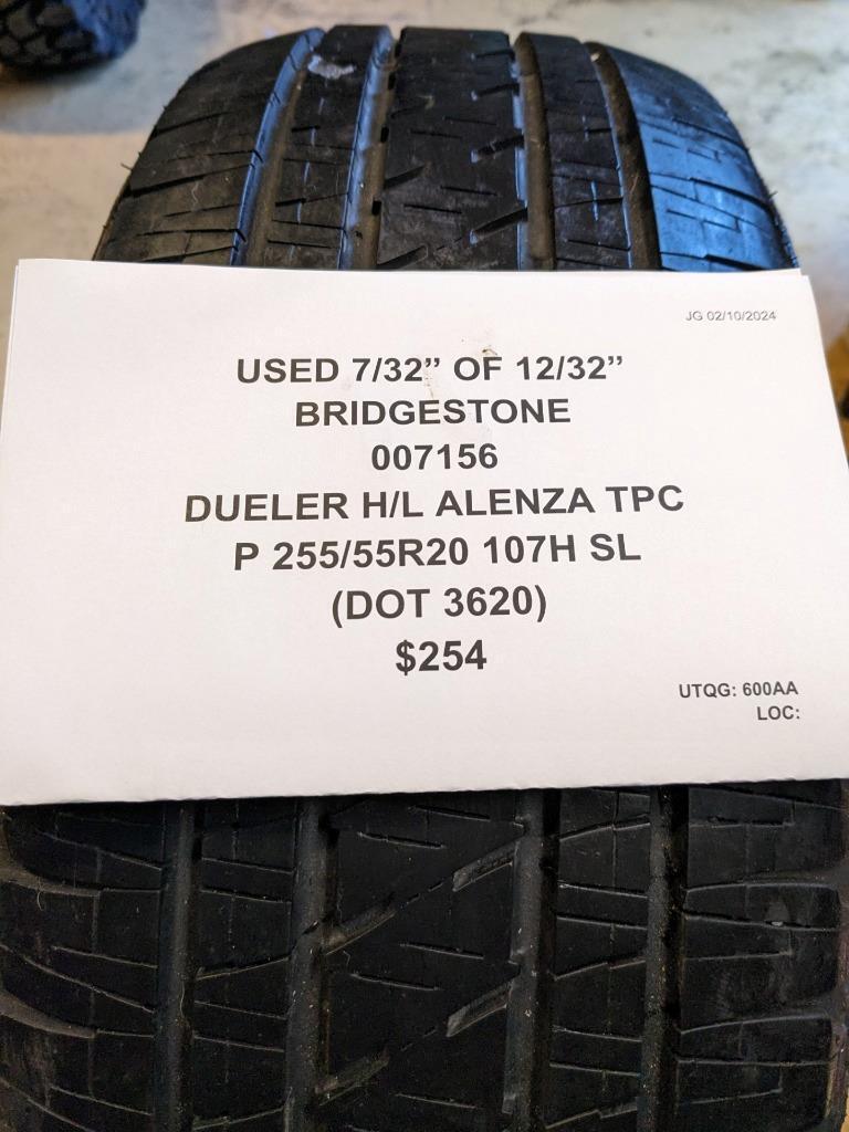 USED BRIDGESTONE DUELER H/L ALENZA TPC P 255 55 20 107H SL TIRE 007156 CQ1