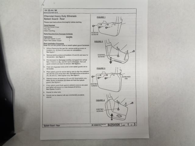 CHEVROLET HEAVY DUTY SILVERADO SPLASH GUARD-REAR 84254926 NEW SR