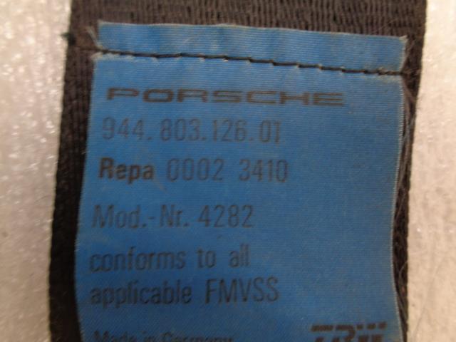 Porsche 944/968 87-95 Passenger Seat Belt 944 803 126 01 USED GENUINE R25T7